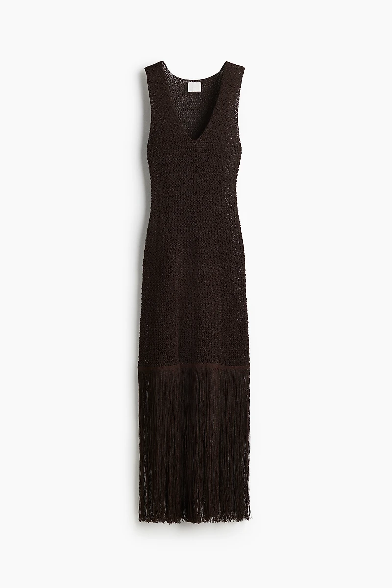 Fringe-Trimmed Knit Dress