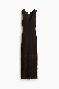 Fringe-Trimmed Knit Dress