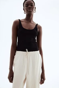 Linen-Blend Crop Pants