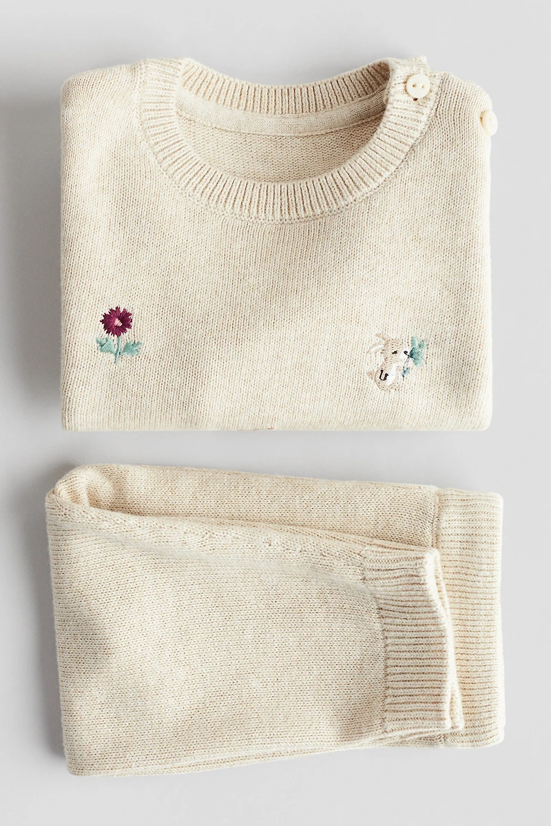 Ensemble 2 pièces en coton avec détails brodés