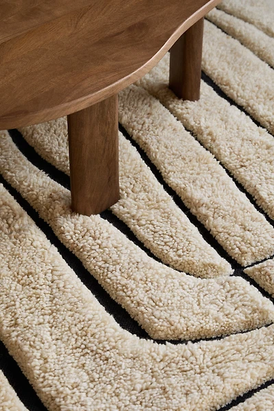 Large Fringed Wool-Blend Rug