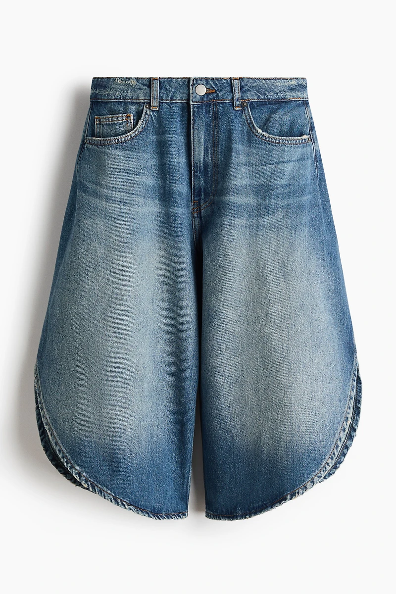 Wrap-detail denim Bermuda Shorts
