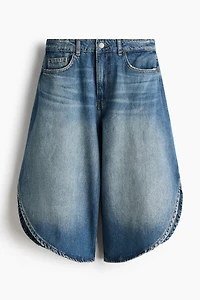 Wrap-detail denim Bermuda Shorts