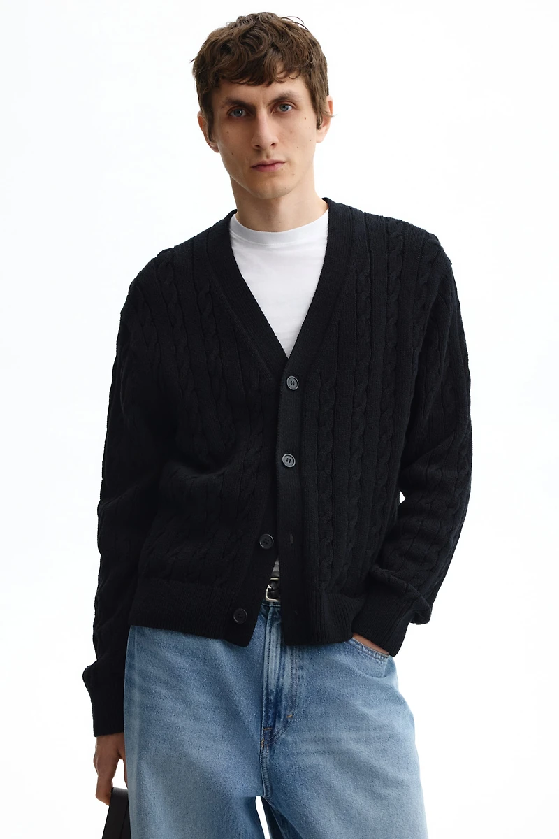 Relaxed-Fit Cable-Knit Cardigan
