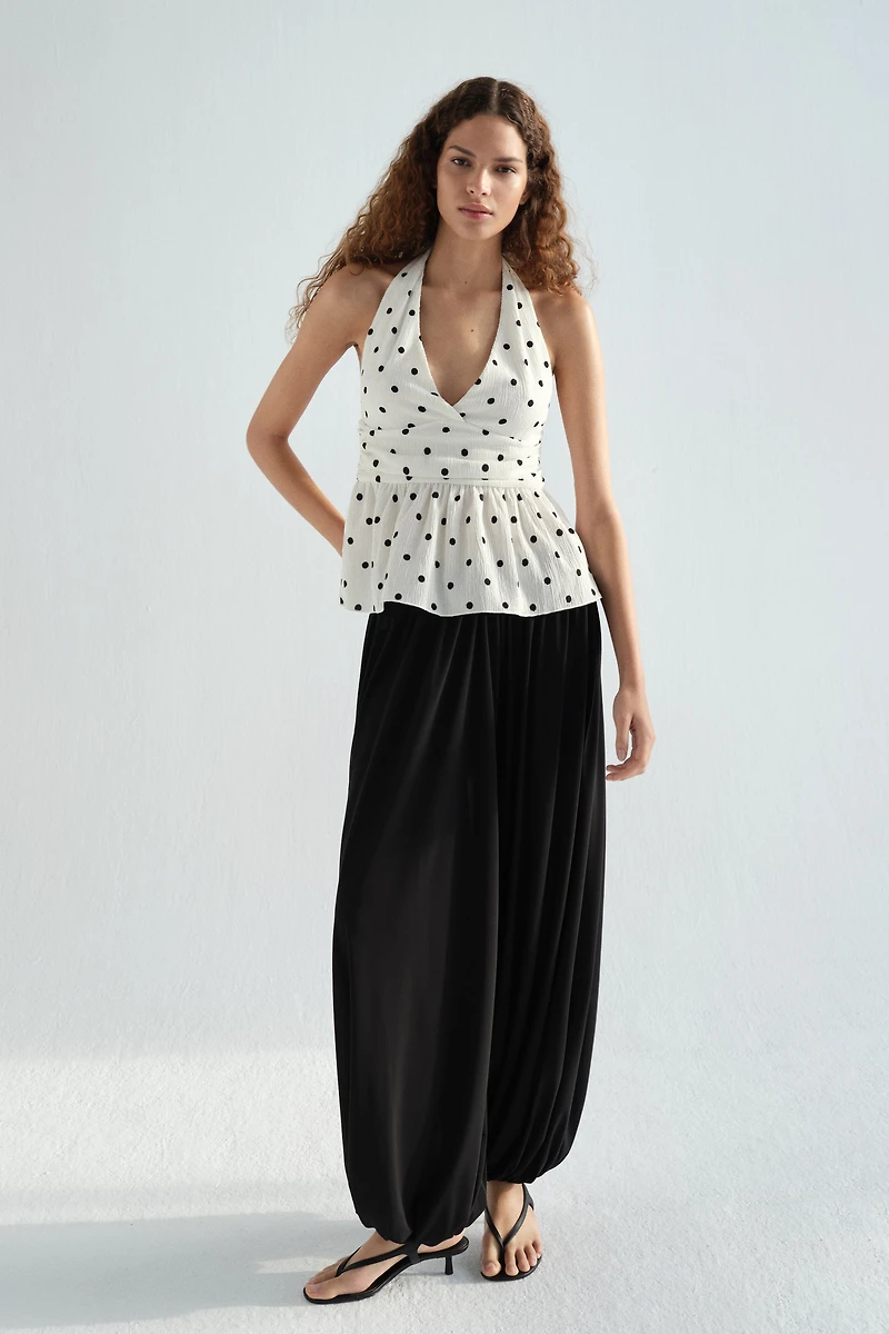 Peplum Halterneck Top