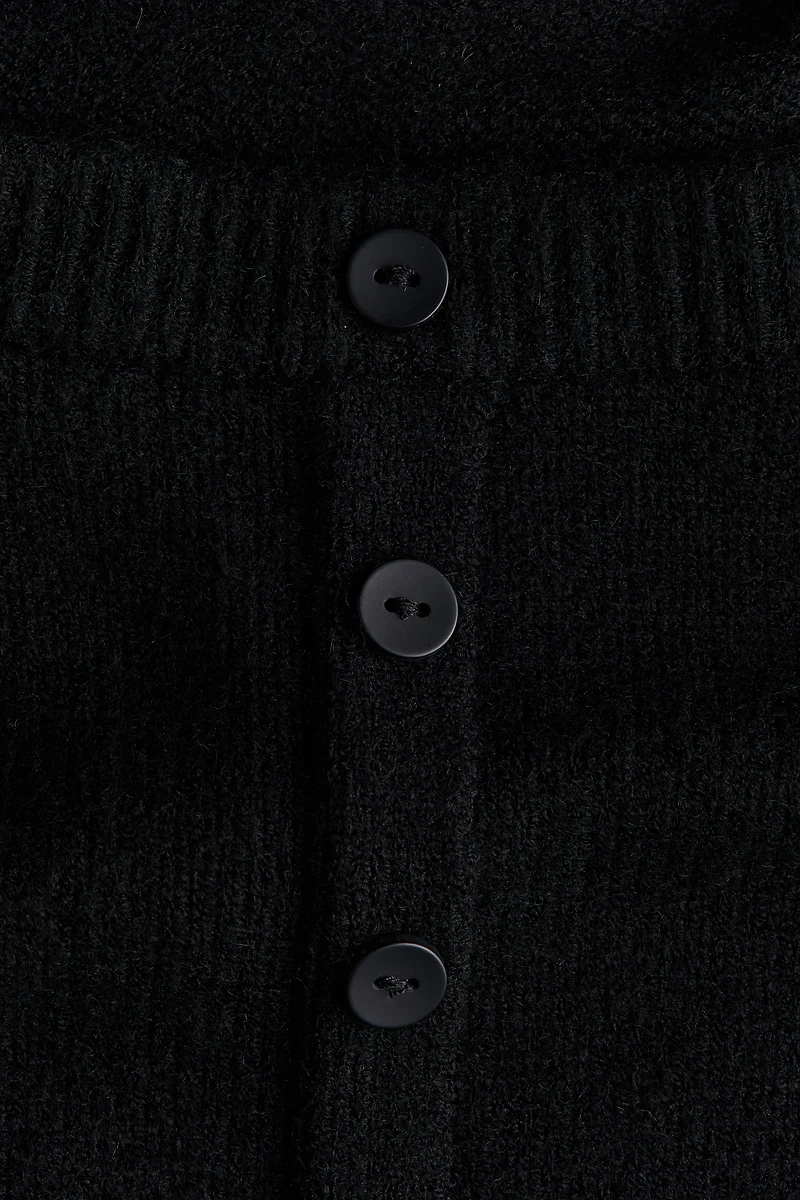 Bouclé-Knit Off-the-Shoulder Cardigan
