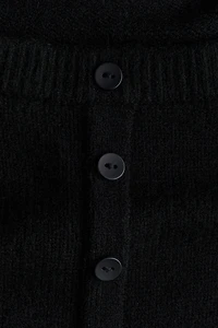 Bouclé-Knit Off-the-Shoulder Cardigan