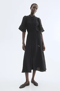 Crinkled Dress with Eyelet Embroidery