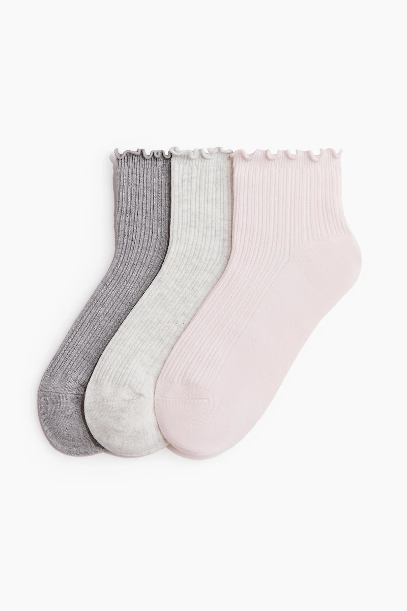 3-pack rib-knit ankle socks