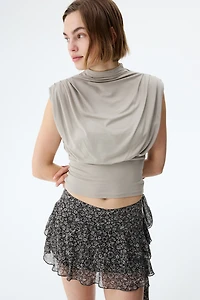 Tiered Draped-Panel Skirt
