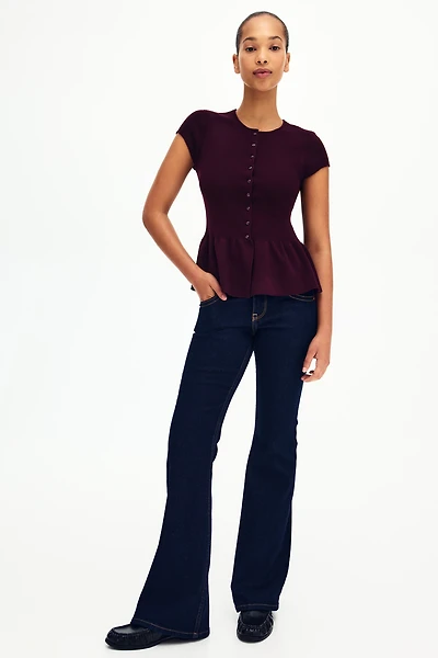 Gilet péplum à manches courtes