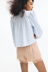 Lace-Trimmed Viscose Shorts