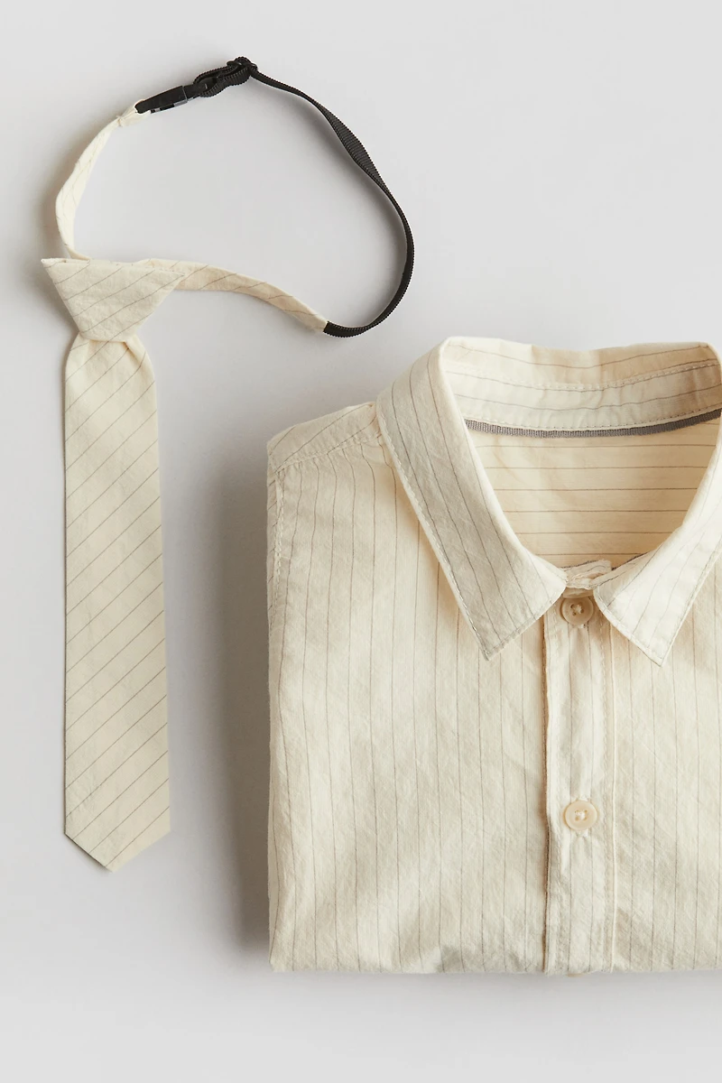 Ensemble 2 pièces en coton avec chemise et cravate