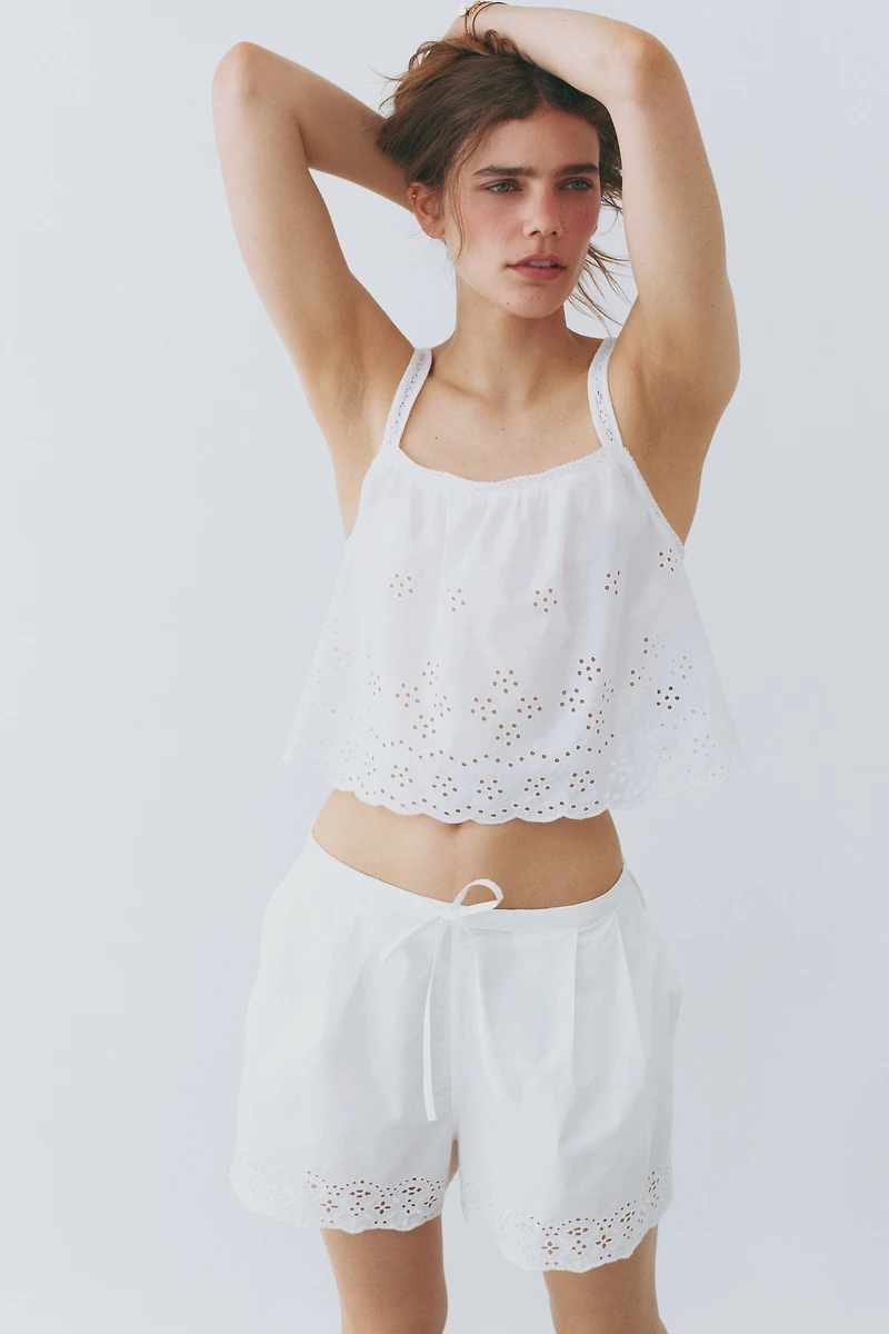 Cotton Top with Eyelet Embroidery