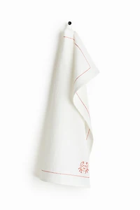 Embroidered-Motif Tea Towel