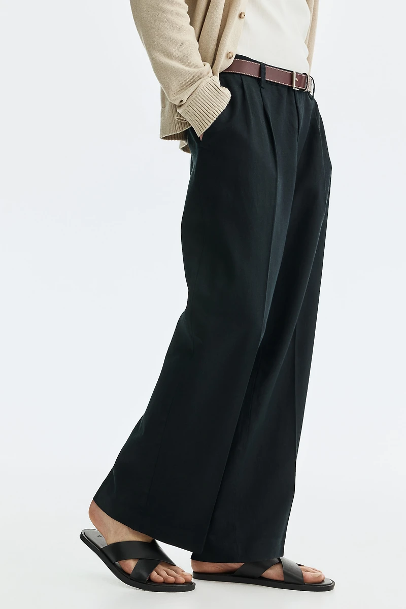 Loose-Fit Linen-Blend Pants