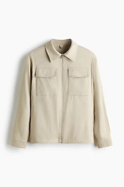 Regular-Fit Linen-Blend Overshirt