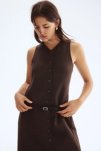 Belted Button-Front Dress