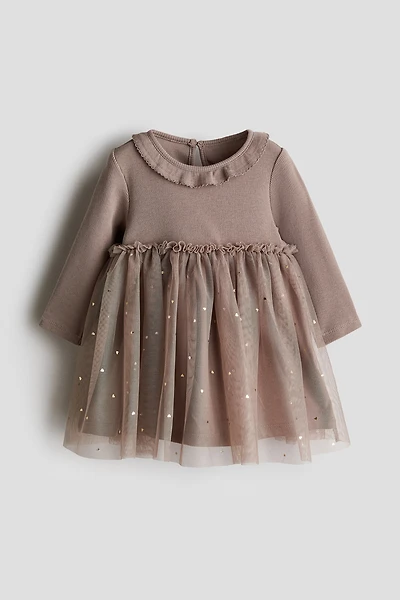 Cotton Dress with Tulle Skirt