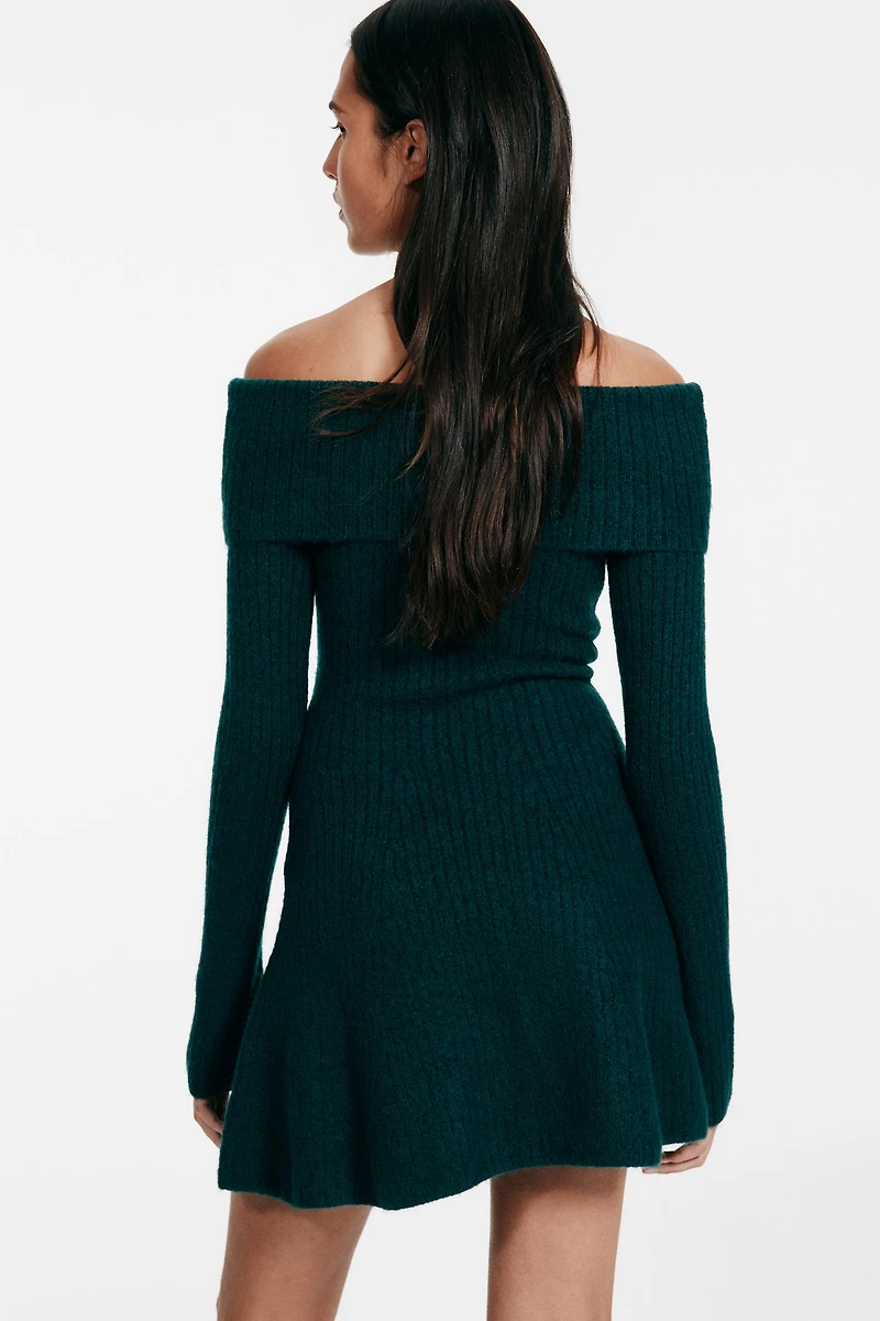 Rib-Knit Off-the-Shoulder Dress