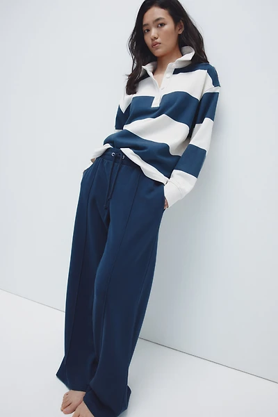 Wide-Leg Crease-Front Sweatpants