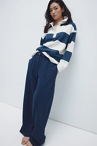 Wide-Leg Crease-Front Sweatpants