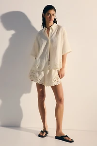 Shorts with Eyelet Embroidery