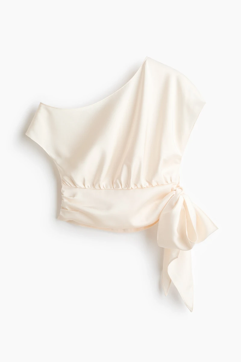 One-Shoulder Satin Blouse