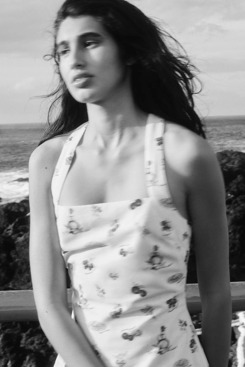 Twist-Detail Printed Dress