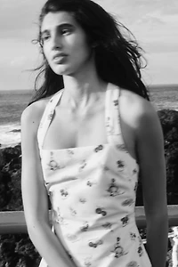 Twist-Detail Printed Dress