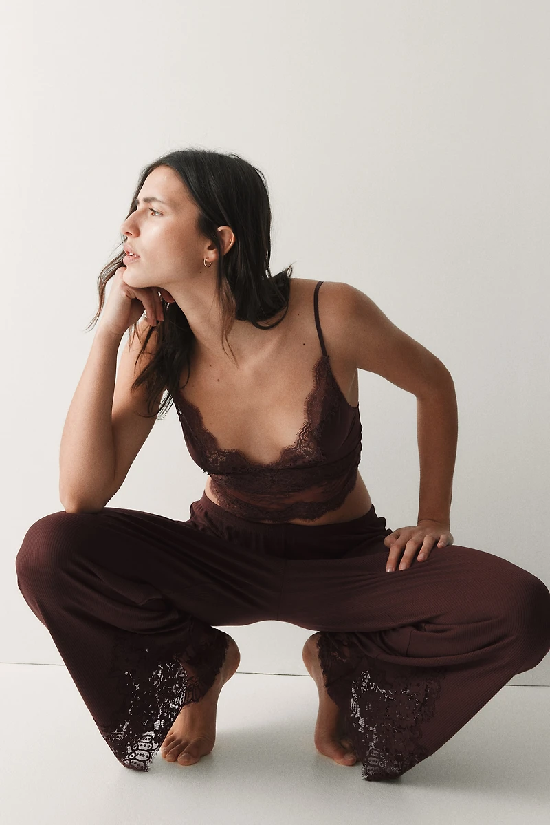 Lace-Trimmed Pajama Pants