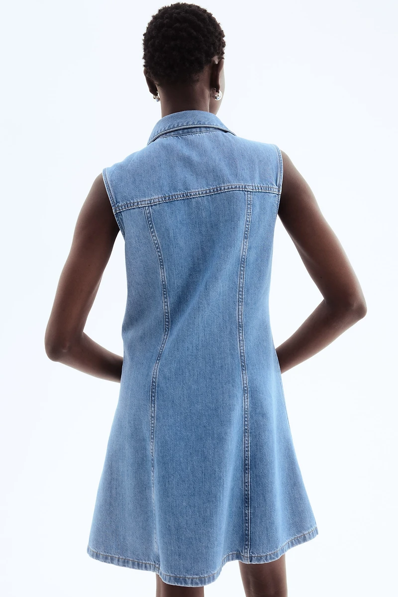 Sleeveless Denim Shirt Dress