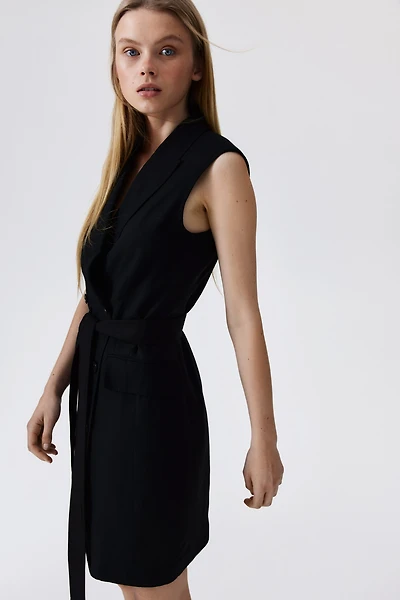 Linen-blend Jacket Dress