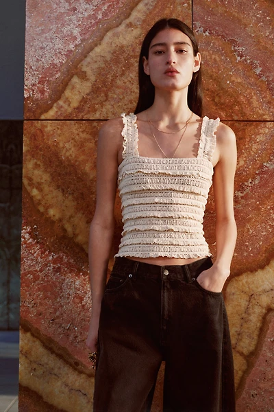 Haut sans manches en jersey dentelle