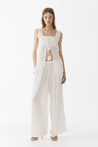 Wide-Leg Drawstring Pants