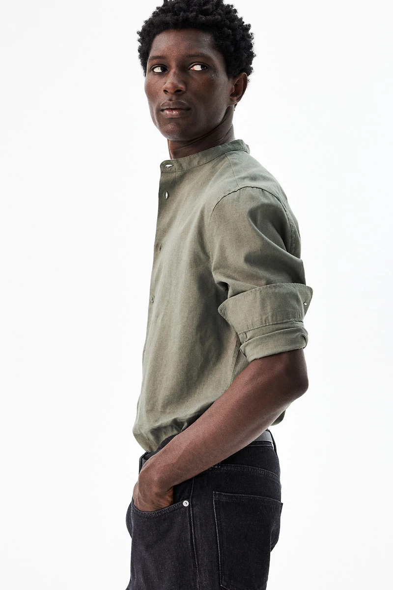 Regular-Fit Linen-Blend Shirt