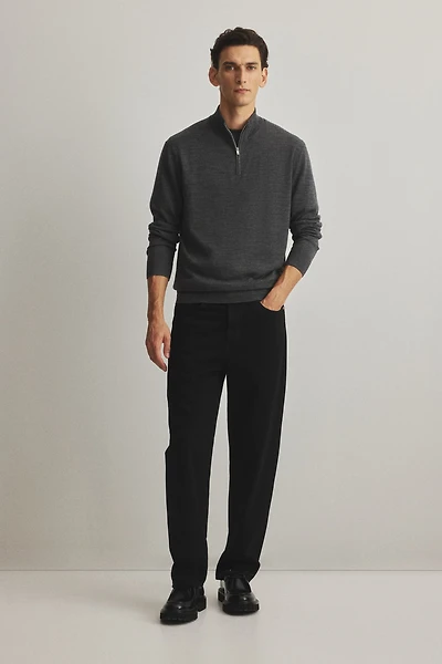 Chandail classique laine mérinos fermeture éclair