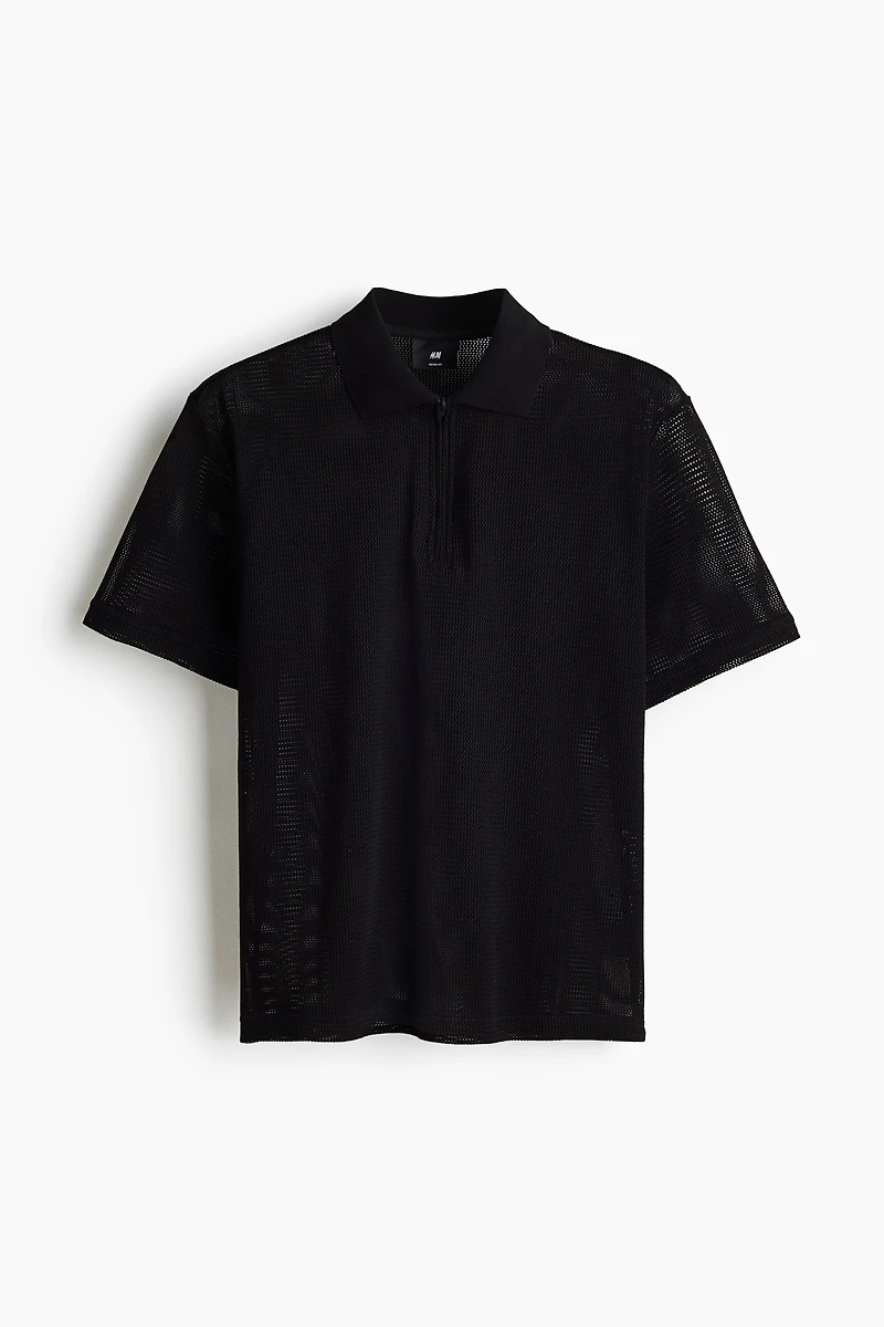 Regular-Fit Open-Knit Polo Shirt