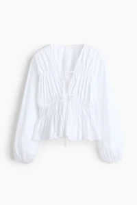Drawstring Poplin Blouse