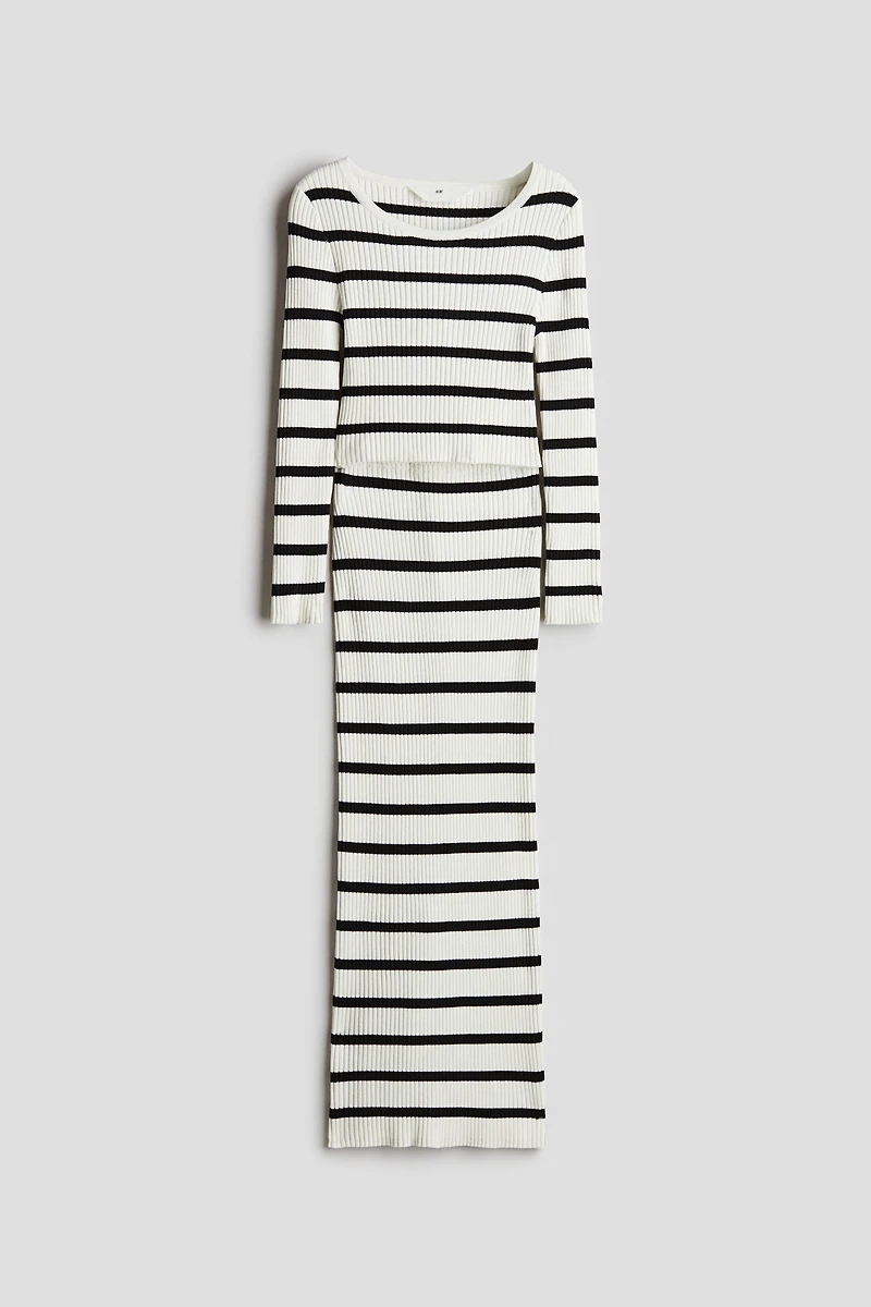 2-piece Rib-Knit Top and Skirt Set