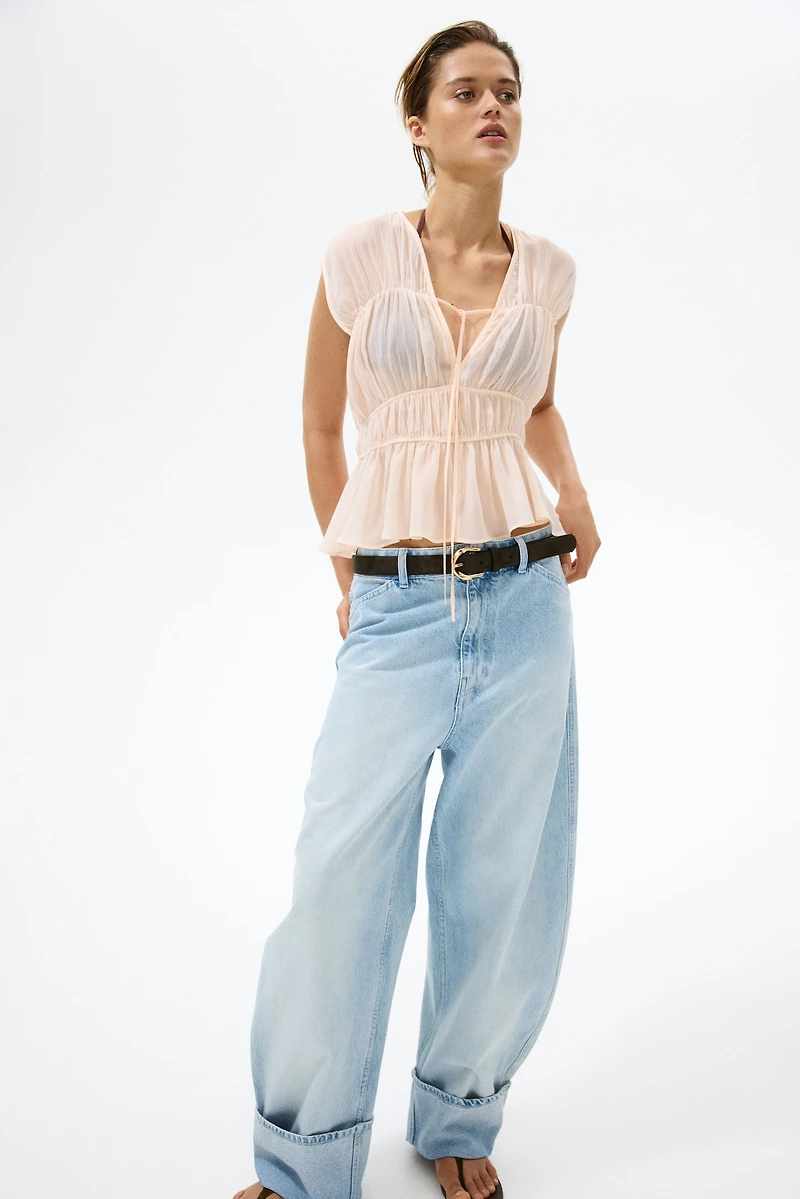 Ruched Cotton Blouse