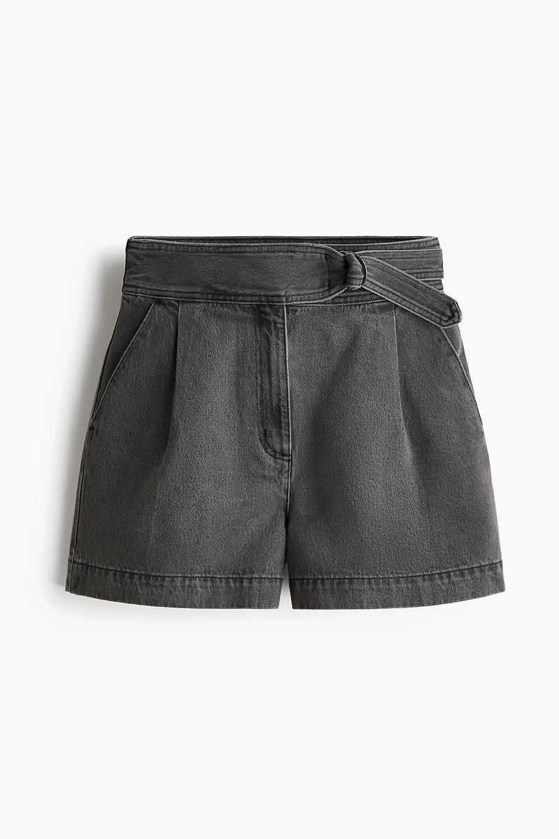 Belted Denim Shorts
