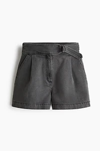 Belted Denim Shorts