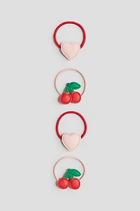4-Pack Appliquéd Hair Elastics
