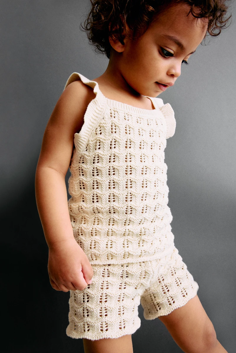 2-Piece Cotton Pointelle-Knit Set