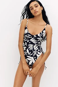 Padded-Cup Drawstring-Detail Swimsuit