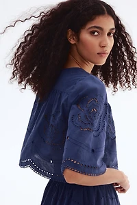Eyelet-Embroidered Cotton Blouse