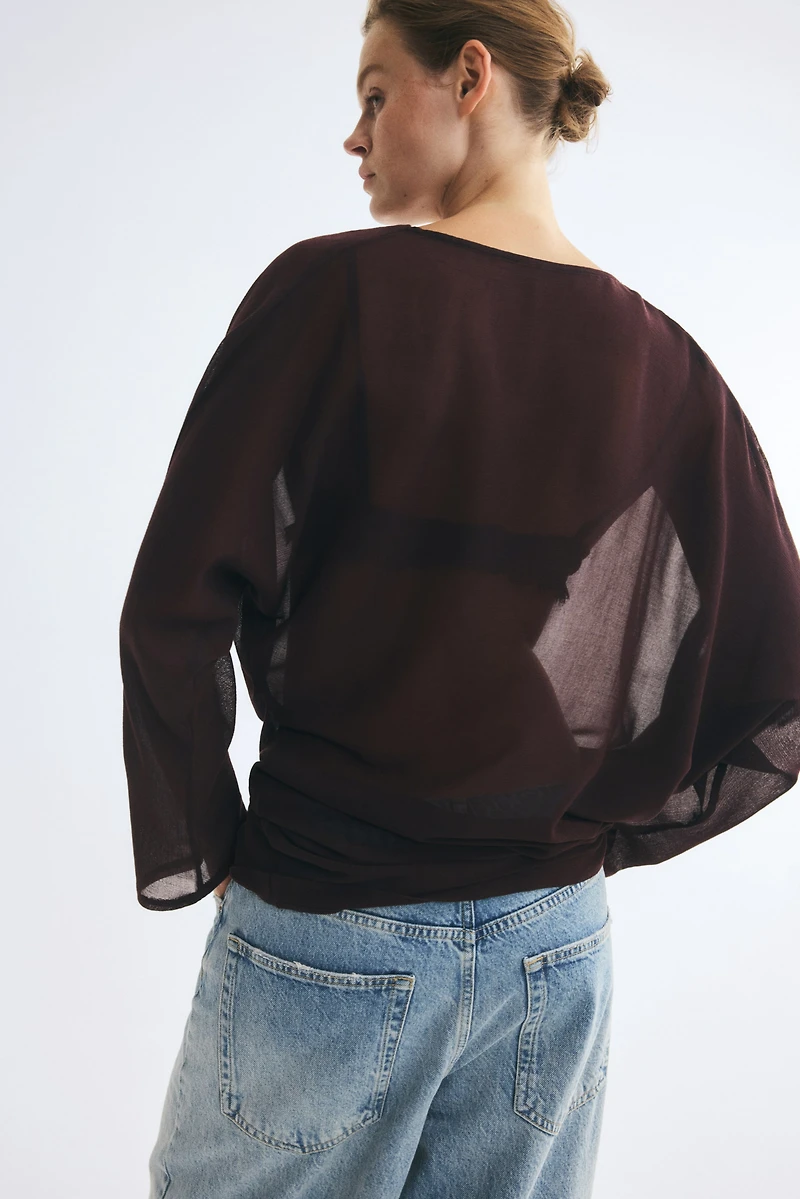 Fine-Knit Cowl-Neck Blouse