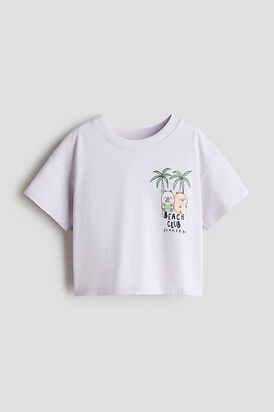 Cotton T-Shirt with Printed Motif