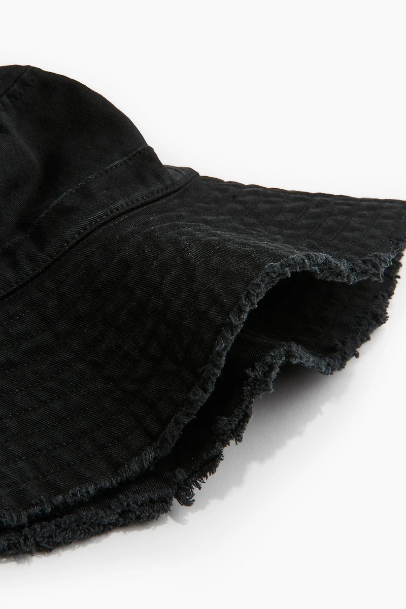 Frayed-edge Cotton Bucket Hat
